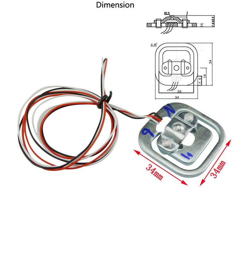 Aihasd 4PCS Human Body Weight of Load Cell Weighting Sensor 50KG Half Bridge with Amplifier HX711 AD Module Strain Gauge Personal Scales
