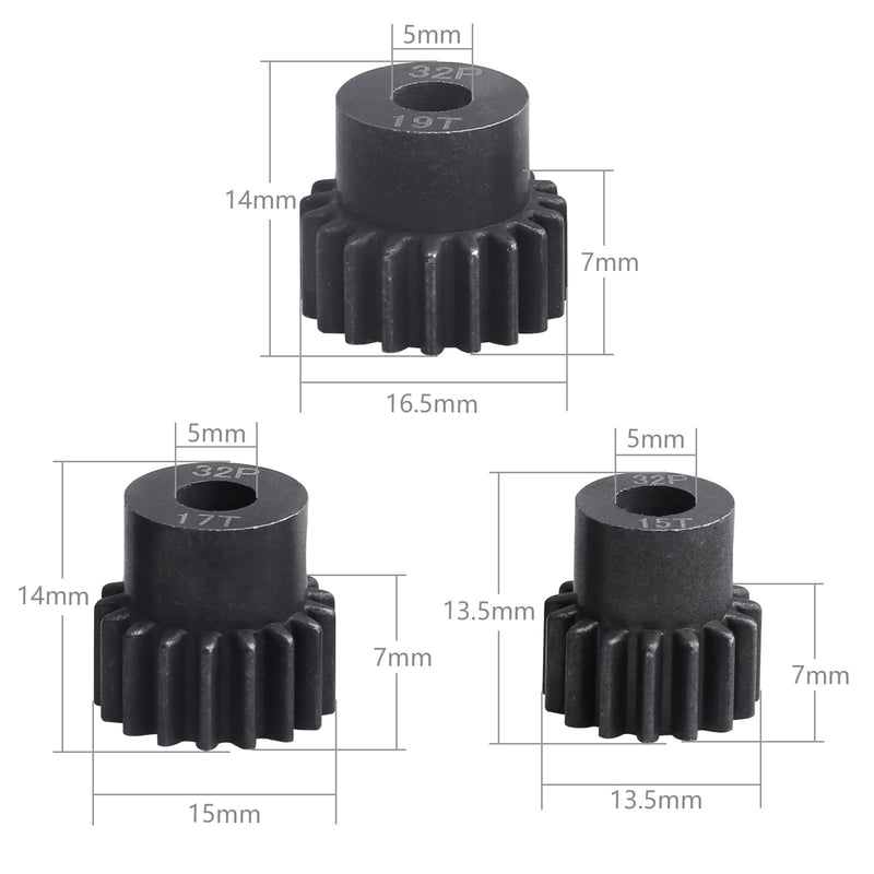 AllinRC 54T 0.8 32 Pitch Metal Steel 3956 Spur Gear with 15T 17T 19T Pinions Gear Sets Motor Gears for 1/10 Traxxas Slash 4x4 4WD/2WD VXL Rustler 2WD/4x4 Rally VXL Stampede 4x4 Summit E-REVO Parts