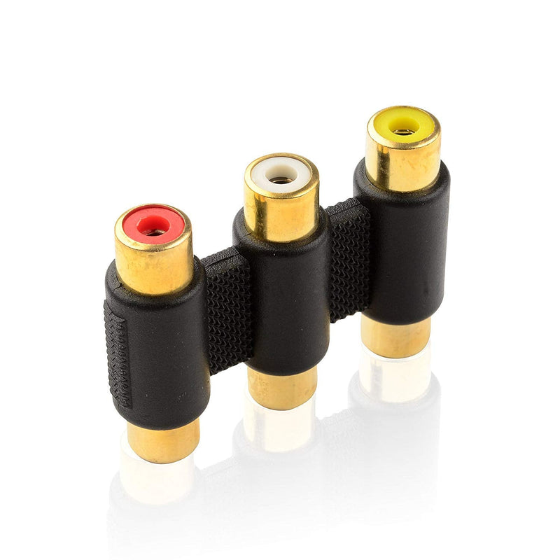 RCA Connector,Haokiang (2 Pack) Audio Video 3-RCA Female to Female Coupler Adapter