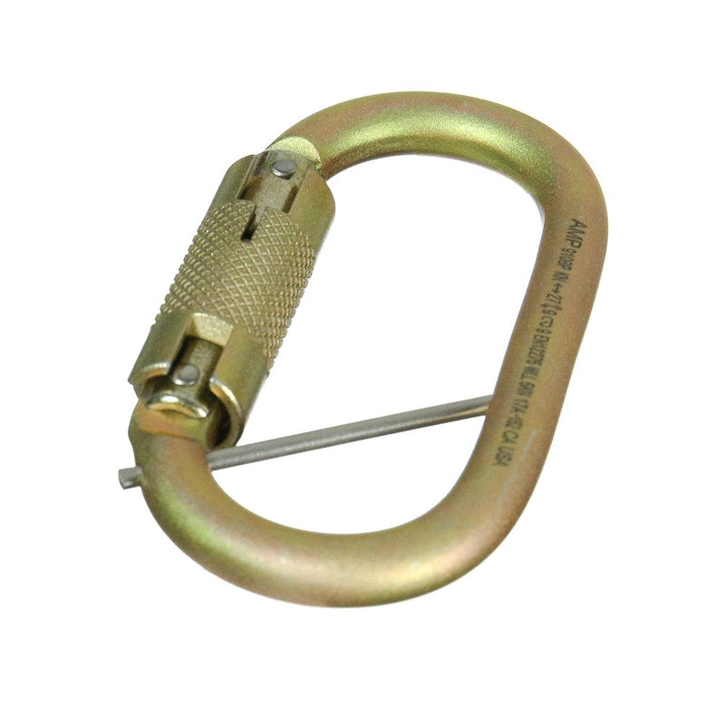 Fusion Climb Ovatti Military Tactical Edition Steel Auto Lock Oval Symmetrical Anchor Carabiner with Captive Eye Pin Gold