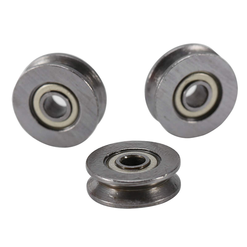V Groove Bearing, Small Grooved Bearing Pulleys 3x12x4mm, V Groove Track Wheels, Small Fixed Pulley Bulk, V623zz Carbon Steel Replacement for Rail Track Linear Motion System, 20pcs