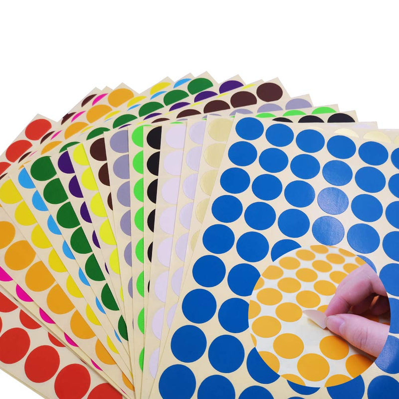 2800 pcs 3/4" Round Coding Circle Dot Labels, SourceTon 20 Colors Neon Color Coding Dots Round Stickers