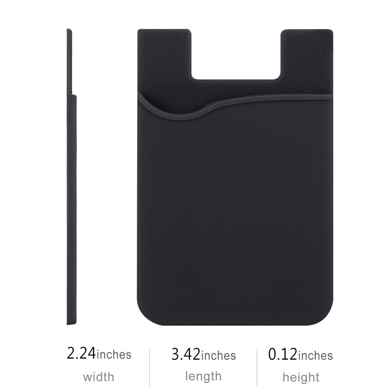 Adhesive Phone Wallet, Pofesun [3 Pack] Ultra Thin Stick-on Silicone Credit Card Holder Sticker Adhesive Cell Phone Wallet Compatible for iPhone, Samsung, Most Android Smart Phones.(Black) Black, Black, Black