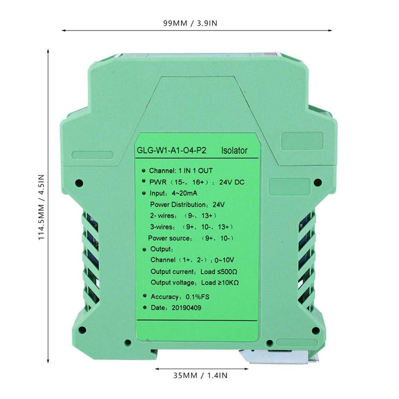 DC 24V Power Signal Isolator Transmitter 4-20mA PLC Detect Signal Conditioner, One In and One Out 4-20mA to 0-10V