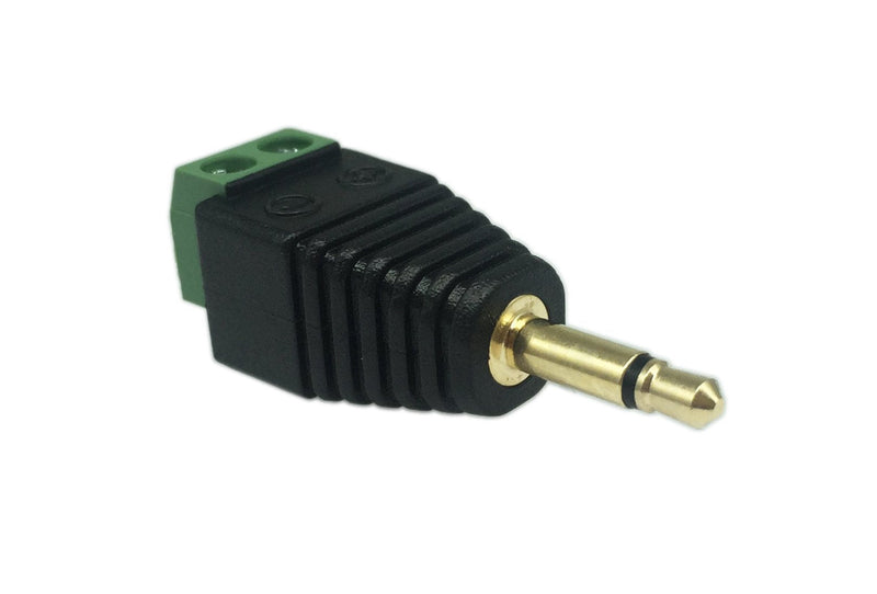 CERRXIAN 3.5mm TS Mono Male to 2 Pin Screw Terminal Female AUX Headphone Replacement Solderless Balum Converter Adapter (2-Pack)