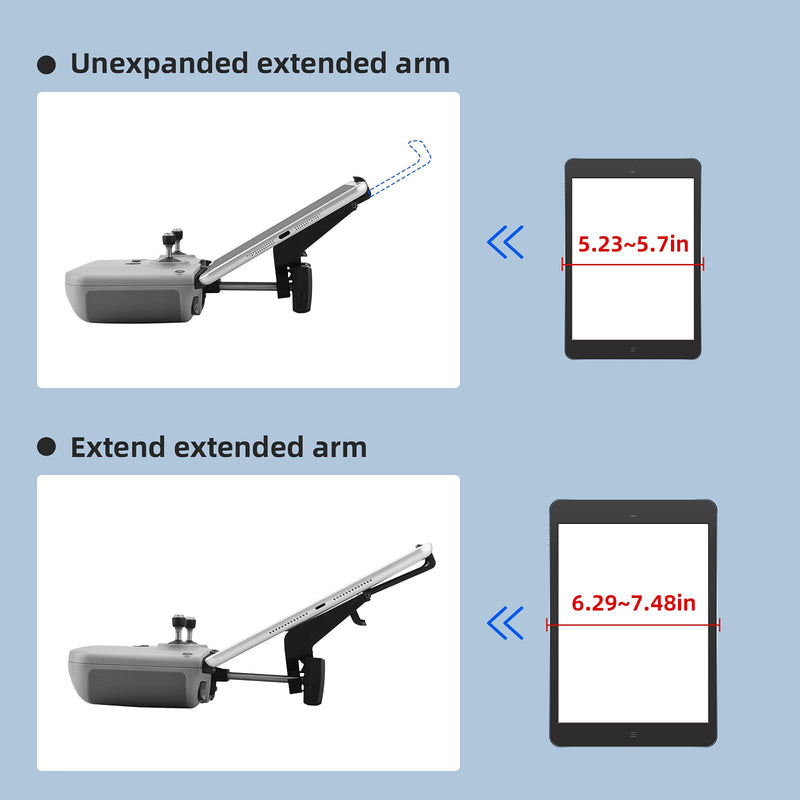 HeiyRC Adjustable Tablet Extended Bracket Holder for DJI Mini 2/Mavic Air 2/Air 2S Drone Remote Controller 7-10.5 Inch Tablet Clip Stand Mount Extender for iPad Mini/Air Accessories