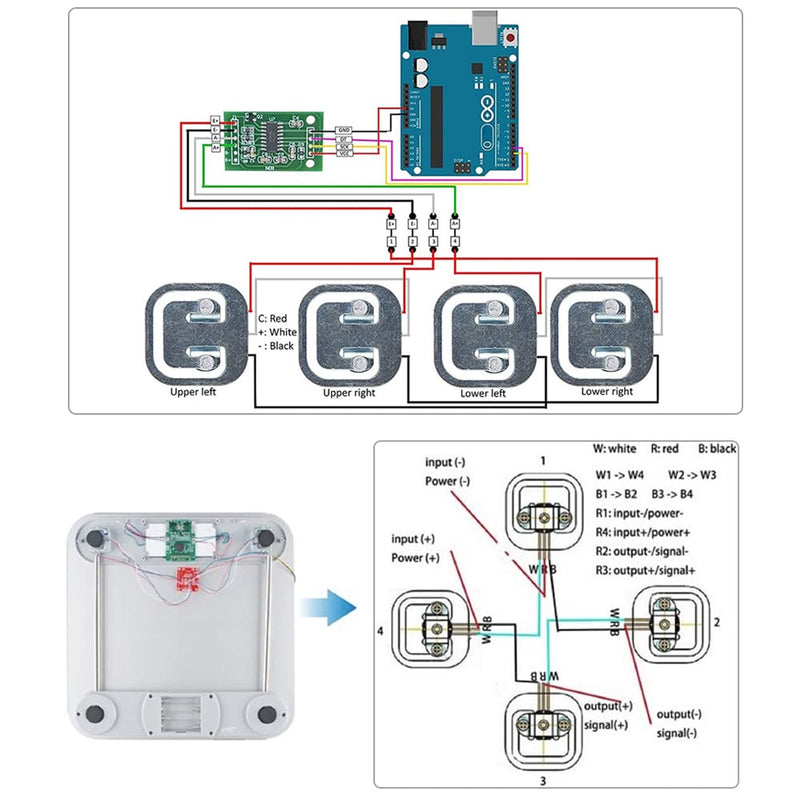 DIYmalls 8pcs Load Cell 50kg Weight Sensor Half Bridge Strain Gauge Human Body Digital Scale + 2pcs HX711 Amplifier AD Module for Arduino