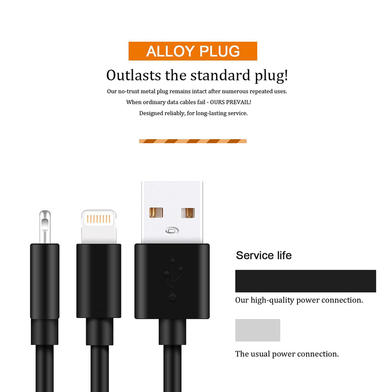 iPhone Charger Cord, 3-Pack 6FT MFi Certified Fast Charging Cable Data Sync Lightning to USB-A Cable Compatible with iPhone 12 Mini/Pro/Max/11/XS/XR/SE/8/7/6/Plus/iPad/AirPods, Black 3Pack-6ft