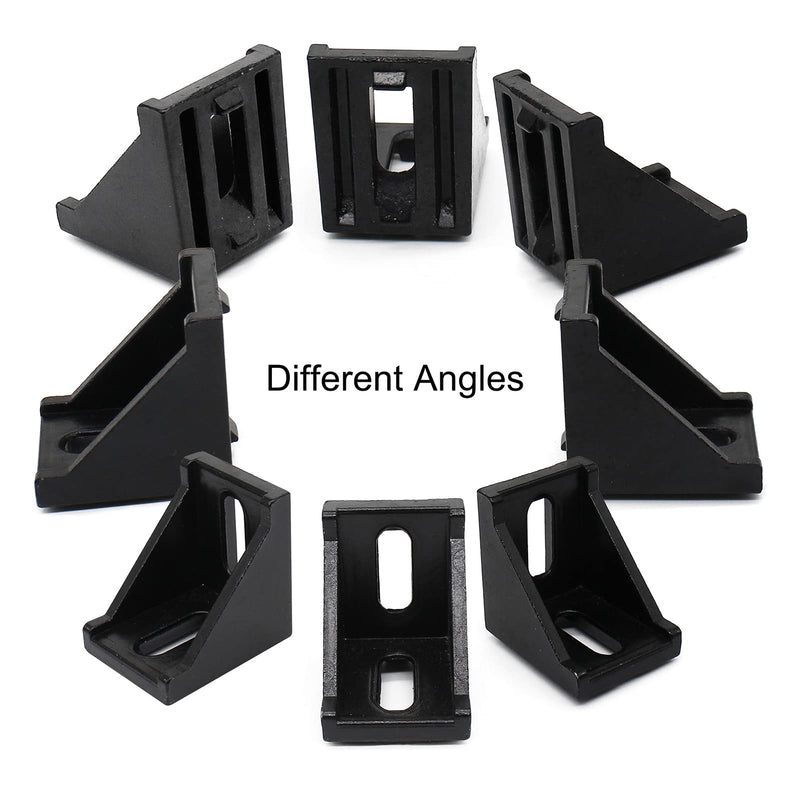 3030 Series Aluminum Profile Connector Set, 20pcs Black Corner Bracket, 40pcs M6 T Nuts and M6X10 Hex Screw Bolt for 30S 30X30 Aluminum Extrusion Profiles Rail Accessories