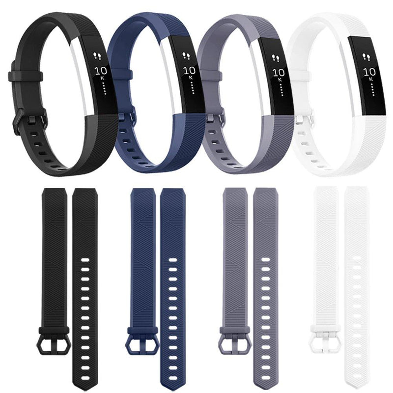 Tobfit 4 Pack Bands Compatible with Fitbit Alta/Alta HR Bands, Soft Sport Silicone Replacement Wristbands for Women Men (Small, Black/Blue/Gray/White) Small