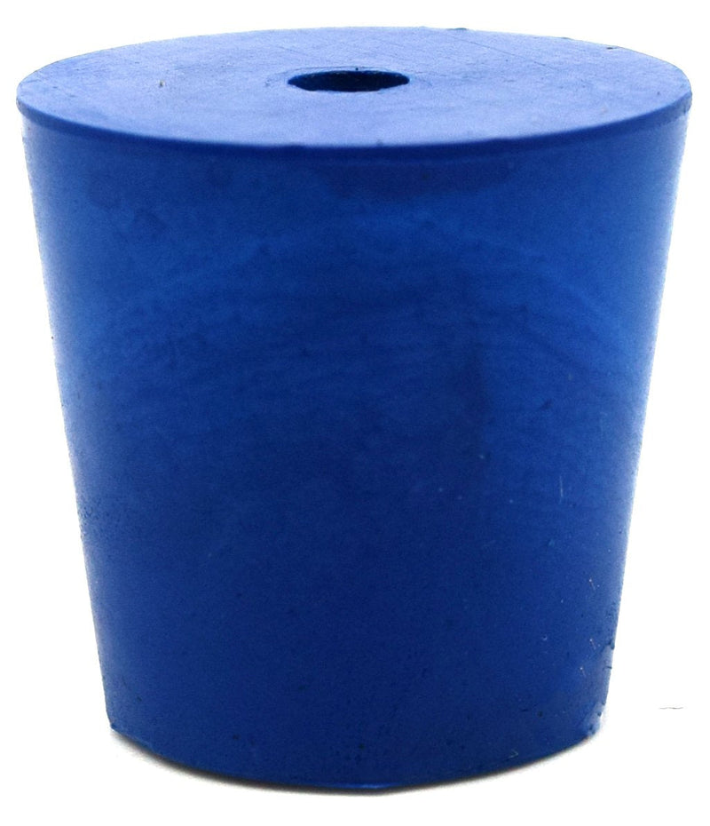 10PK Neoprene Stoppers, 1 Hole - ASTM - Size: #4-20mm Bottom, 26mm Top, 25mm Length - Suitable for use with Petroleum, Oils & Most Inorganic Acids and Bases - Eisco Labs