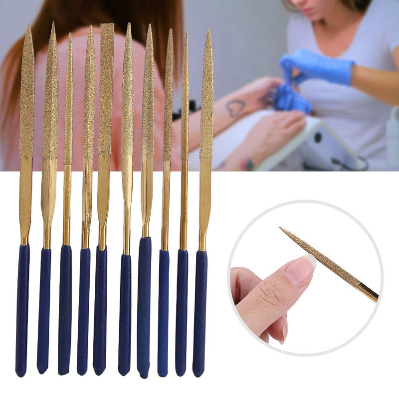 Diamond File,Titanium Coated Diamond Needle File Set 10pcs Titanium Alloy Diamond Files Repair Tool Metal Glass Ceramic Jewelry Carving