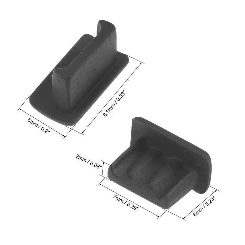 uxcell 20pcs Silicone Mini USB Cap Port Cover Anti Dust Protector 7mmx2mm Black Clear