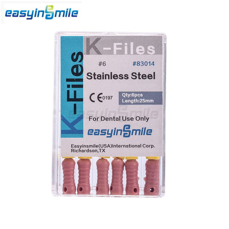 Dental 5 Boxes Endodontic Root Canal Hand K Files Stainless Steel Endo Root Canal Files (6#) 6#