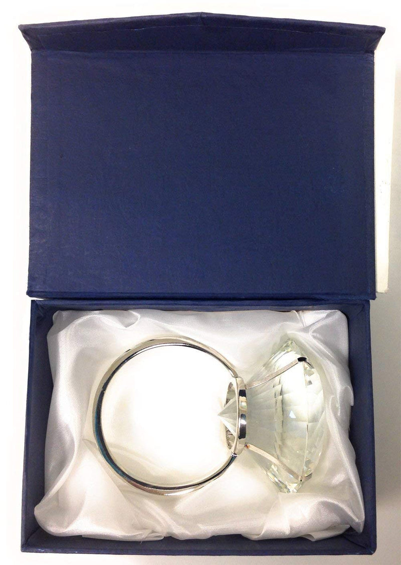 Amlong Crystal Large 3 inch Diameter Clear Crystal Diamond Ring Paperweight With Gift Box