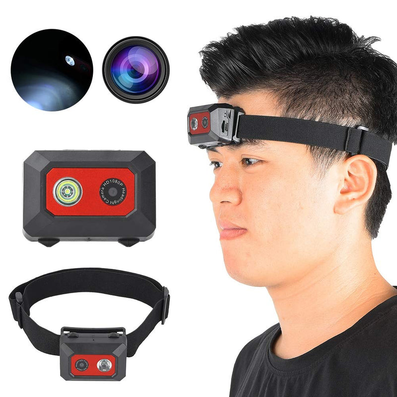 Mini Action Camera,5-10M Night Vision Head-Mounted 1080P HD, Led Headlamp Wearable Body Camera/SOS Mode Hands Free Video Camcorder with Elastic Headband Support 32GB for Outdoor Sport,Traveling