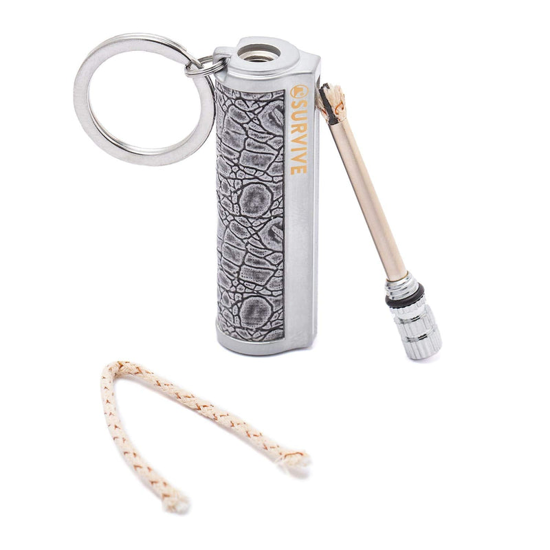 SURVIVE Permanent Match Metal, 2 Pack, Reusable Survival Fire Starter Lighter, Emergency Waterproof Keychain Striker Stick Kit Silver