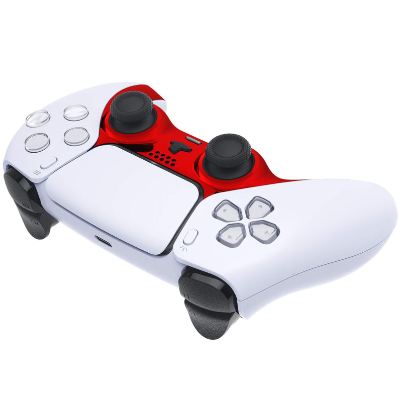 eXtremeRate Chrome Red Glossy Decorative Trim Shell for PS5 Controller, DIY Replacement Clip Shell, Custom Plates Cover for Playstation 5 Controller w/Accent Rings - Controller NOT Included