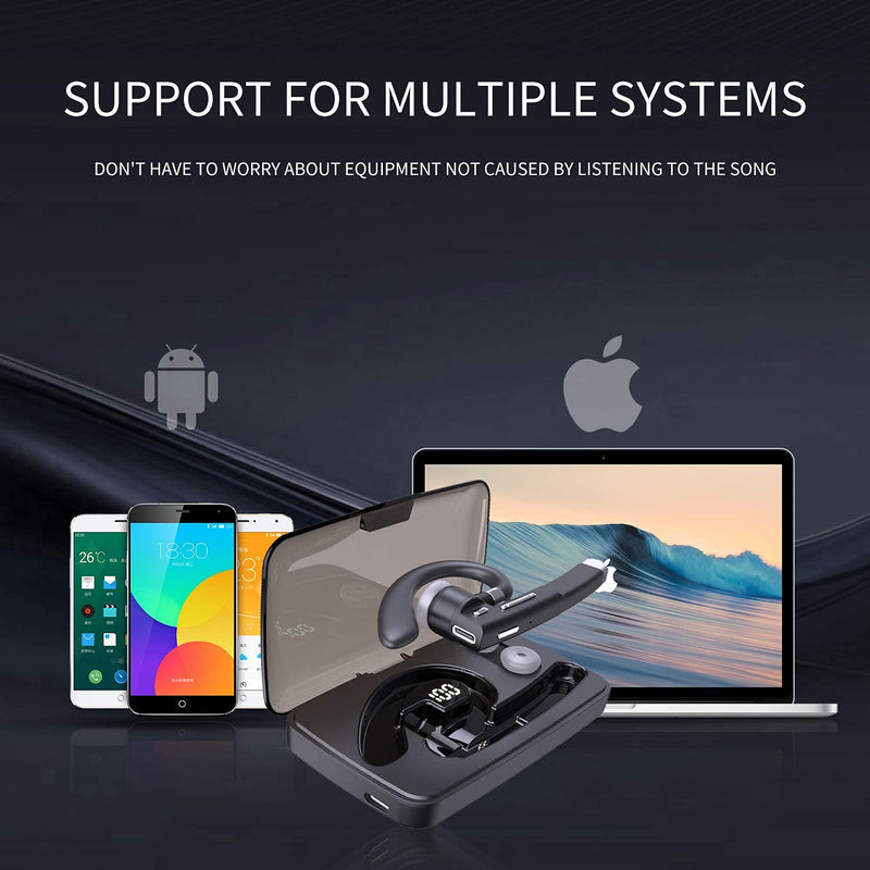 Bluetooth Headset, Wireless Bluetooth Earpiece V5.0, IPX8 Waterproof Headset With Stereo Noise-cancelling Microphone Driver Earbud, Suitable For iPhone Android Mobile Phone Business/Office/Driving