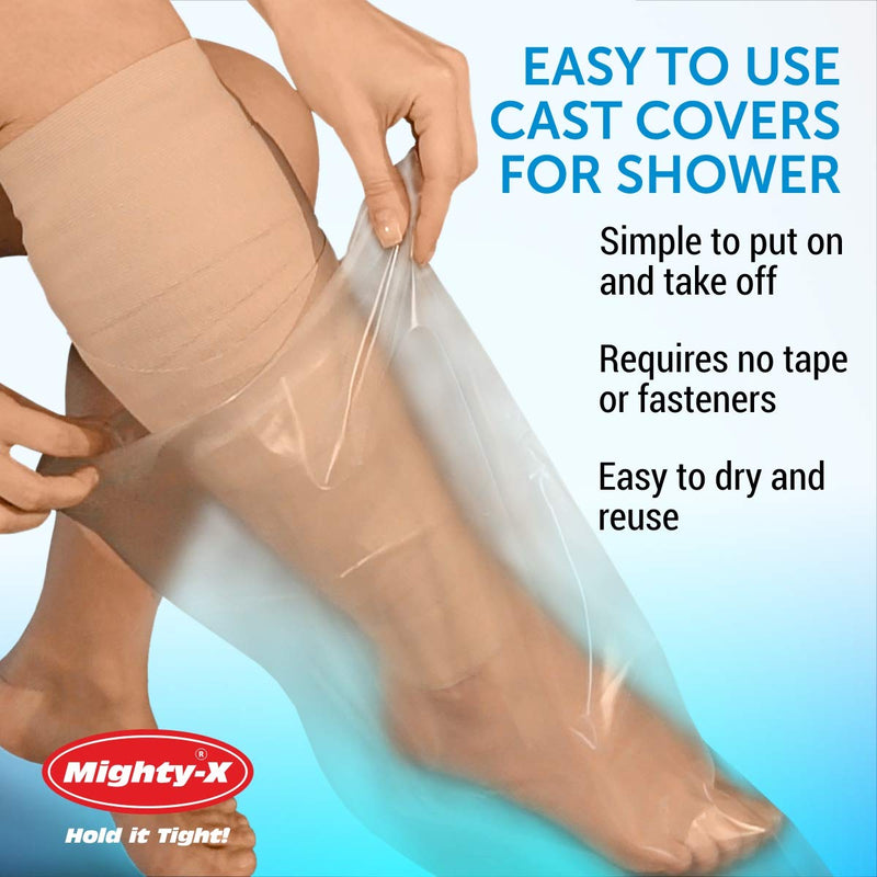 100% Waterproof Cast Cover Leg - 【Watertight Seal】 - Reusable 2 pk Cast Protector for Shower Leg Adult Knee, Ankle, Foot - Half Leg Covers