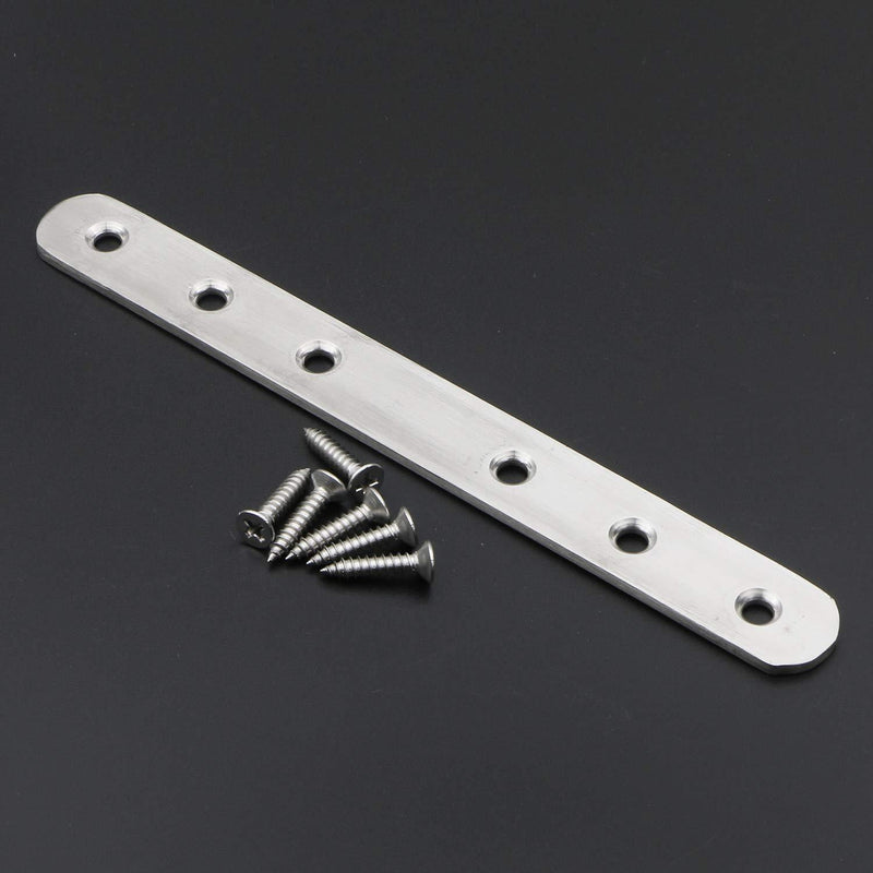 Pxyelec 6.9 inch Flat Straight Corner Brace Brackets, Stainless Steel Flat Mending Repair Plate Bracket Connector, Pack of 4