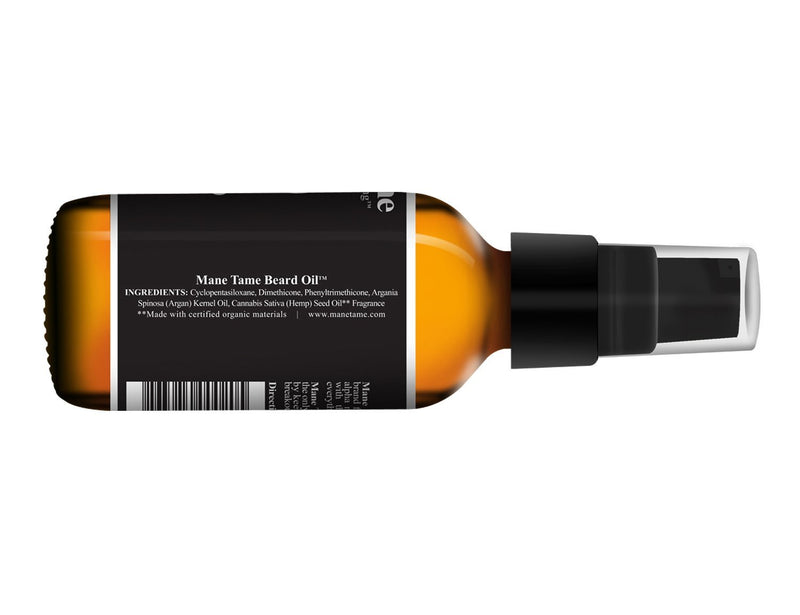 Mane Tame Beard Oil - Freshly Showered Scent Women Love - No Fuss Pump 2oz Bottle - Organic Oils Softens Your Beard and Stops Itching - Great Beard Oil and Conditioner For Men
