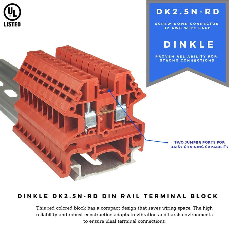 Dinkle DK2.5N-RD DIN Rail Terminal Blocks (Pack of 100)