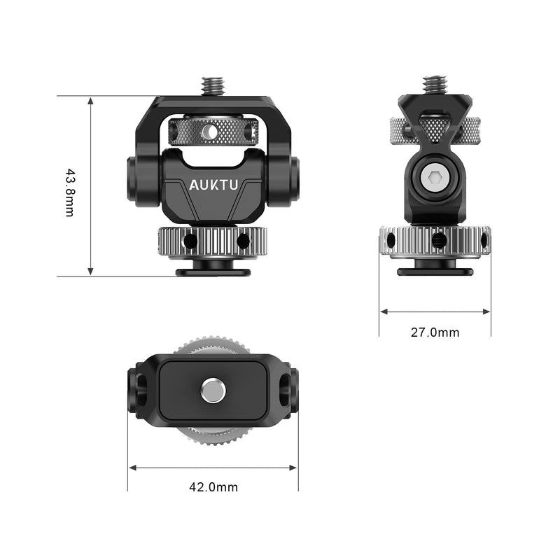 AUKTU Camera Monitor Mount Swivel 360° and Tilt 180° Adjustable DSLR Monitor Mount with Cold Shoe Mount for 5 inch and 7 inch Monitor-T2001