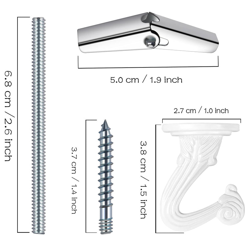 10 Sets Ceiling Hooks - Heavy Duty Swag Hook with Hardware for Hanging Plants Ceiling Installation Cavity Wall Fixing White