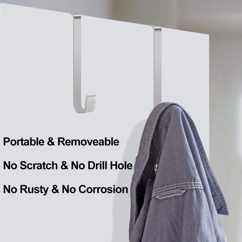 12Pack Over the Door Hook Door Hanger Hooks Sturdy Metal Door Hooks for Hanging Clothes Door Hangers for Bathroom Towel Hanging, Bedroom, Coat, Purses, Hold Up to 15 Lbs 12 Pack Silver