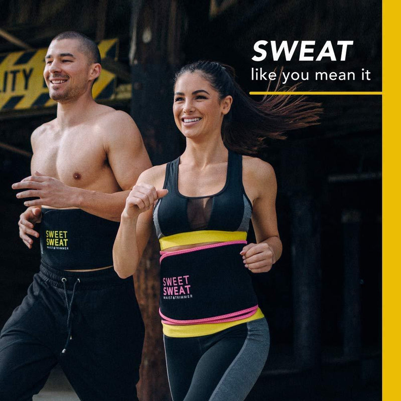 Sweet Sweat Waist Trimmer - Black/Yellow Logo | Premium Waist Trainer Belt for Men & Women Small