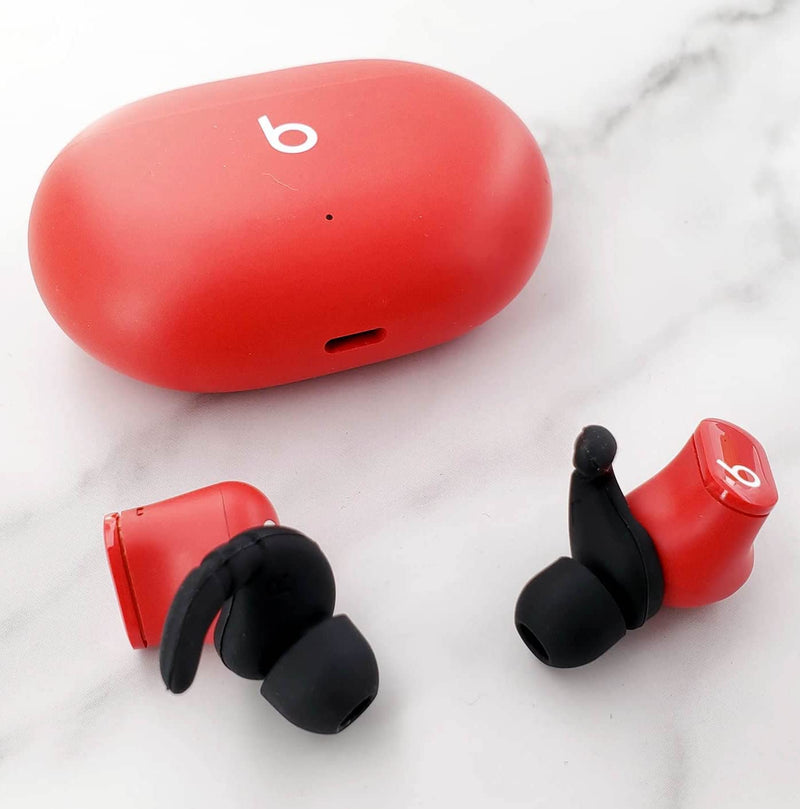4 Pairs Ear Hooks Compatible with Beats Studio Buds Ear Tips Earbuds, Anti-Slip Anti-Drop Sport Outdoor Earhooks Wing Holder Silicone Rubber Gel Cover Accessories for Studio Buds - Black