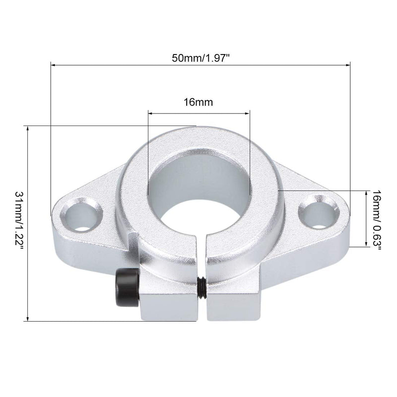 uxcell 16mm Shaft Support SHF16 Flange Mount Linear Motion Slide Rail Guide Blocks for CNC 3D Printer (Pack of 2)