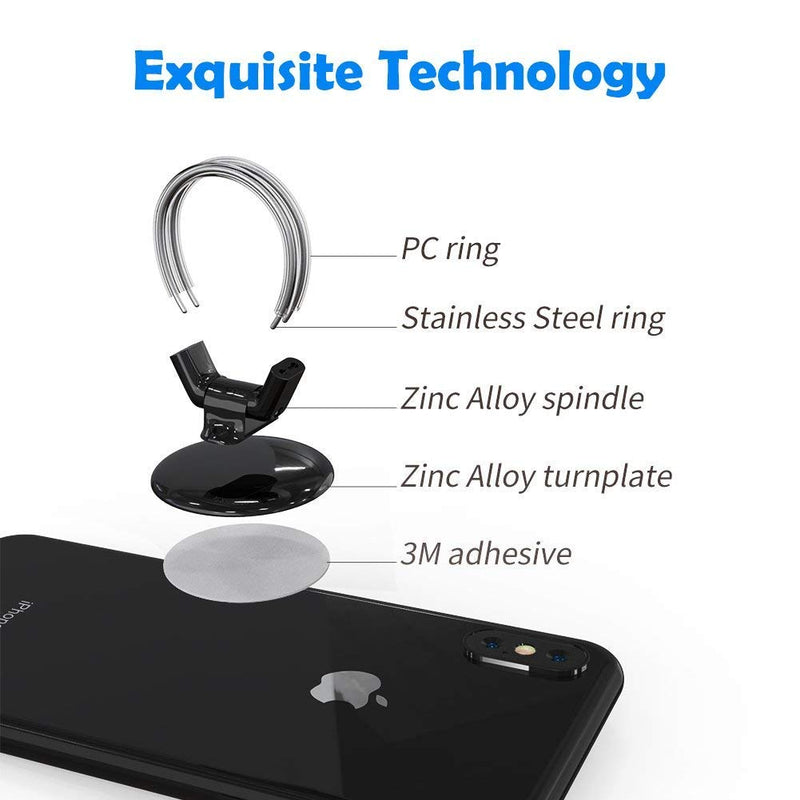 AirFly Phone Finger Ring Holder, 4 in 1, Universal Metal Phone Ring, Phone Table Stand Kickstand, Phone Car Vent Mount, Finger Grip Compatible All Smartphones, Gold