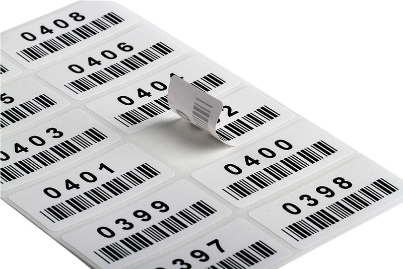 Pre-Printed Consecutively Numbered Labels Sticker with Bar Code 2" x 1" (001-480) 001-480