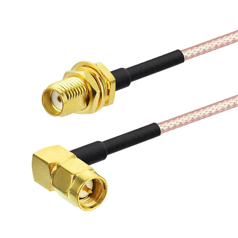 Bingfu SMA Female Bulkhead Mount to SMA Male Right Angle RG316 Antenna Extension Cable 12 inch 30cm 2-Pack Compatible with 4G LTE Router Cellular RTL SDR Receiver 12 inch / 30cm Right Angle