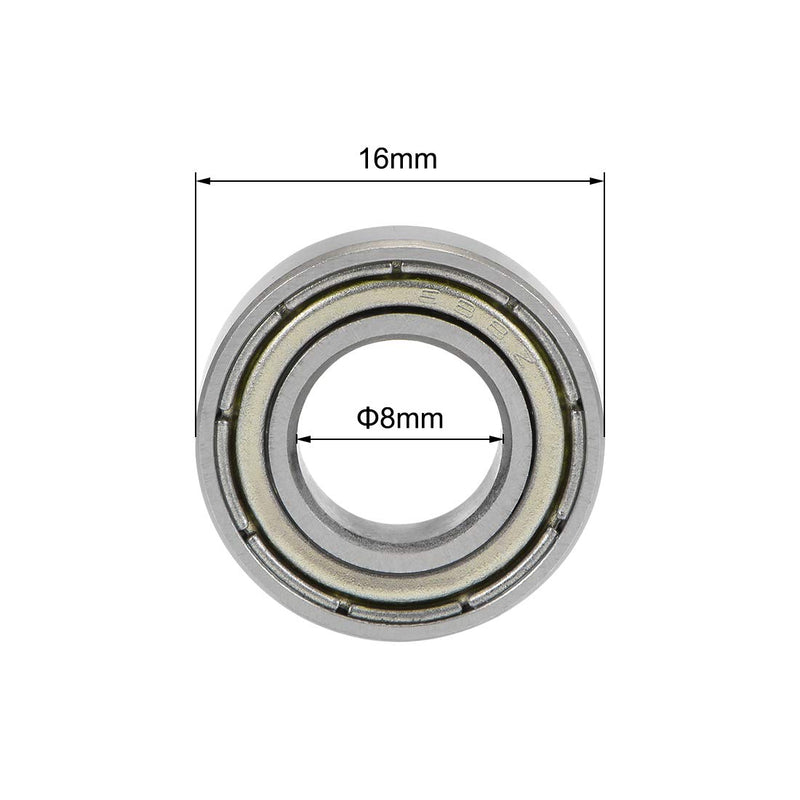 uxcell 688ZZ Deep Groove Ball Bearings Z2 8mm X 16mm X 5mm Double Shielded Carbon Steel 8pcs 8mmx16mmx5mm