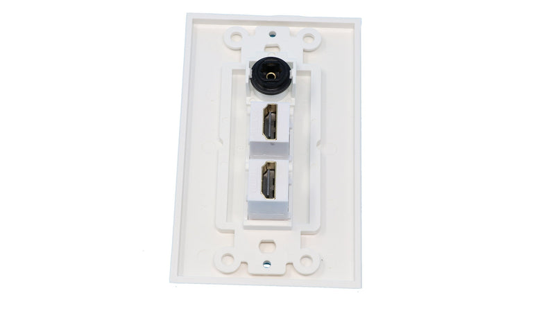 RiteAV - 1 Toslink Digital Audio Port and 2 HDMI Port Wall Plate Decorative White