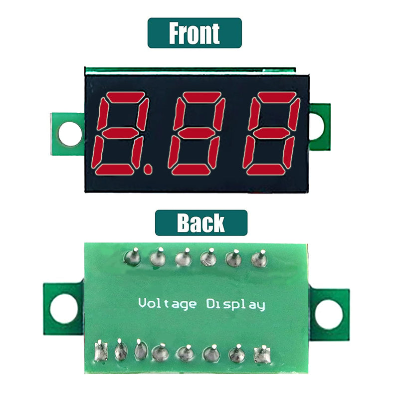 DaFuRui dc Voltage Display，6pcs Mini Digital Voltmeter 0.36 Inch Two-Wire DC 4V-30V Digital Voltmeter Voltage Tester Reverse Polarity Protection and Accurate Pressure Measurement（Red）
