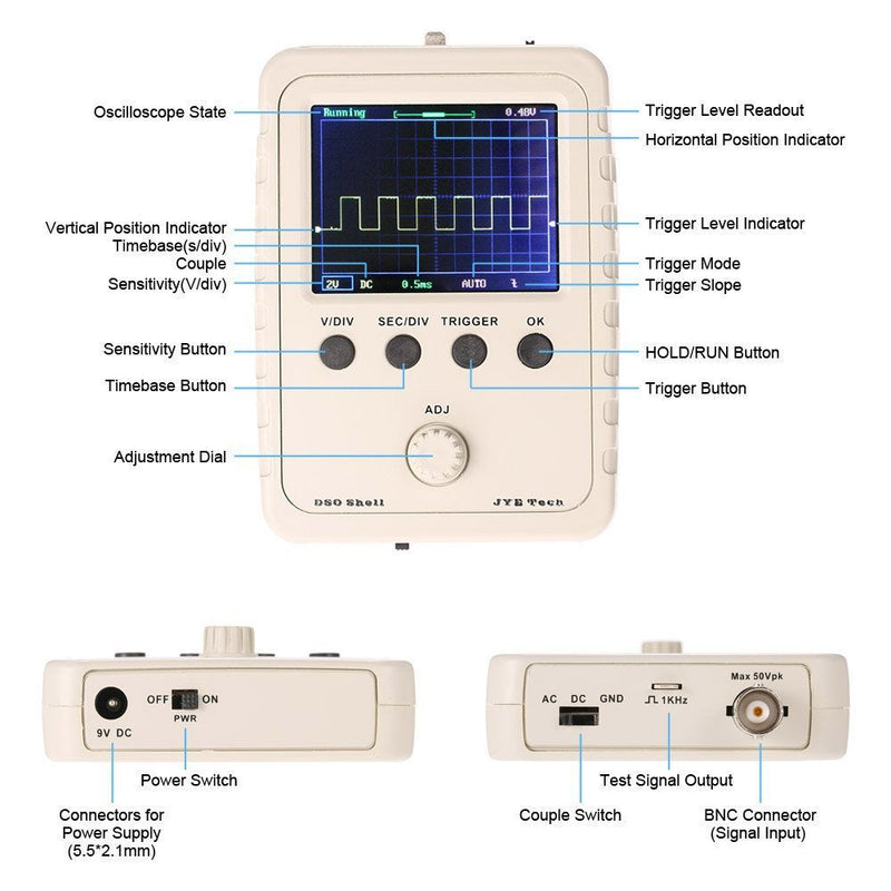 DollaTek DSO150 Digital Shell Oscilloscope 2.4" TFT 1Msps DIY Housing Probe Kit Electronic Training DIY Kit