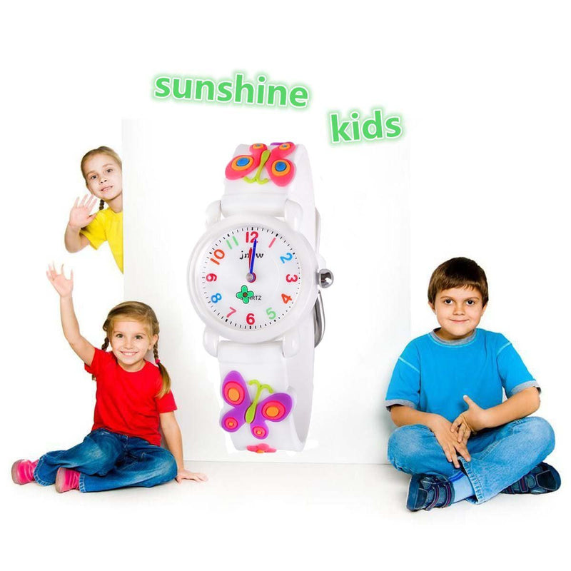 Kids Gift Cartoon Waterproof Watches Toys for Boys Girls - Best Gifts Butterfly White