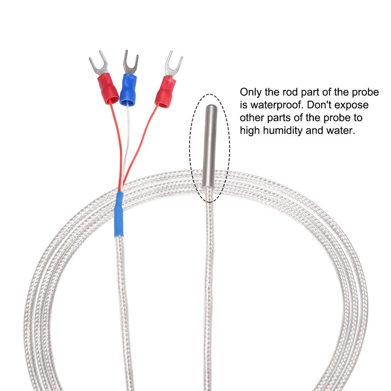 uxcell PT100 RTD Temperature Sensor Probe 3 Wires Cable Thermocouple Stainless Steel 300cm(9.8ft) (Temperature Rang: -20~420°C)