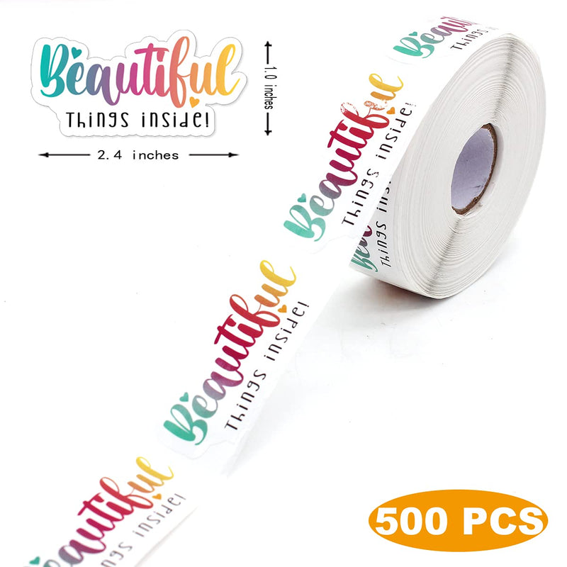 Muminglong 1.5 Inch Beautiful Things Inside Sticker,Thank You Sticker, Small Business, Handmade Sticker,Packaging Sticker, 500 PCS