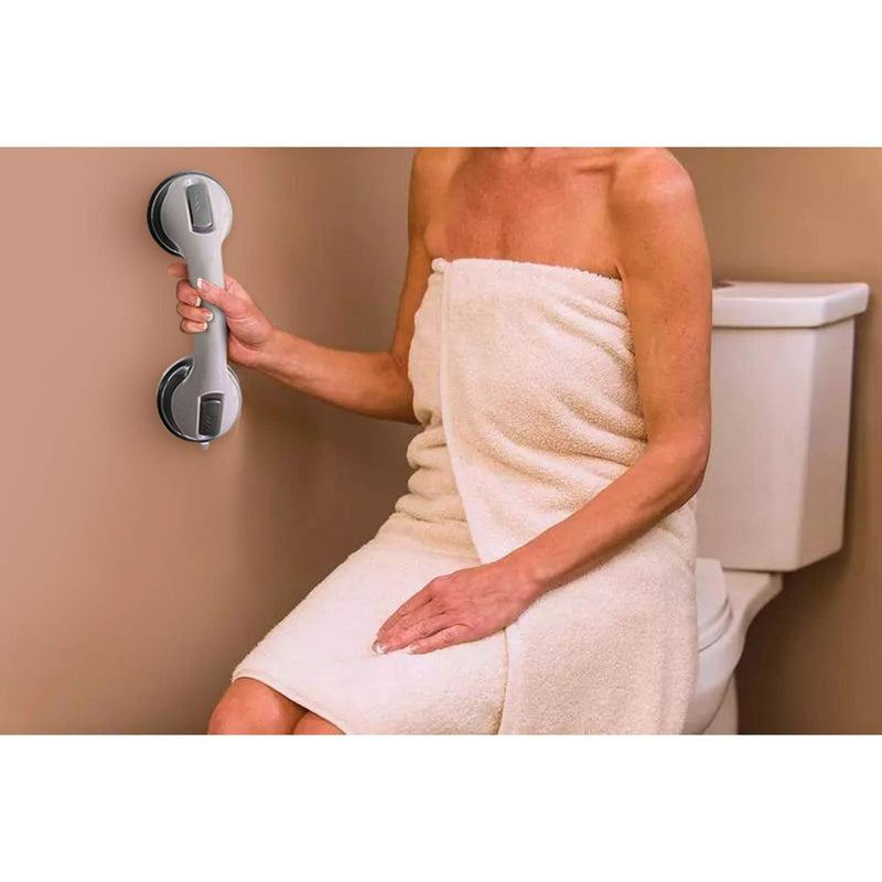 NLAAHCE Shower Handle - 12” 2-Grab Bars for Bathroom, Ultra Grip Dual Locking Safety Suction Cups, Shower Handles for Elderly – Seniors, Disabled, Handicap, Elderly Assistance Product, 2-Count/Pack 12 Inch (Pack of 2)