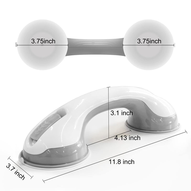 NLAAHCE Shower Handle Gen2-12” 2-Grab Bars for Bathroom, Ultra Grip Twice Secure Safety Suction Cups, Shower Handles for Elderly–Seniors, Disabled, Handicap, Elderly Assistance Product, 2-Count/Pack