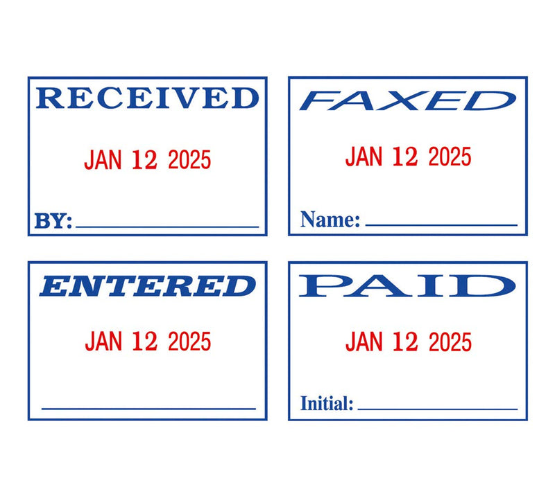 2000 Plus Economy Self-Inking Message Dater, FAXED, Paid, Received, Entered, 7/8" x 1-3/4" Impression, Red and Blue Ink (065005)