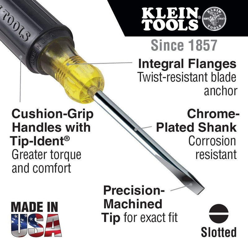 Klein Tools 85484 Mini Slotted and Phillips Screwdriver Set with Tip-Identand Premium Chrome Plated Shafts, 4-Piece