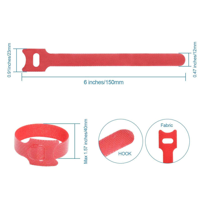 Hmrope 60PCS Fastening Cable Ties Reusable, Premium 6-Inch Adjustable Cord Ties, Microfiber Cloth Cable Management Straps Hook Loop Cord Organizer Wire Ties Reusable (Assorted Colors)