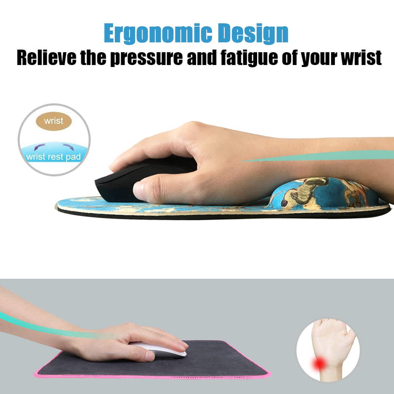 Dooke Ergonomic Mouse Pad with Wrist Support, Cute Mouse Pads with Non-Slip Rubber Base for Home Office Working Studying Easy Typing & Pain Relief Almond Blossoms