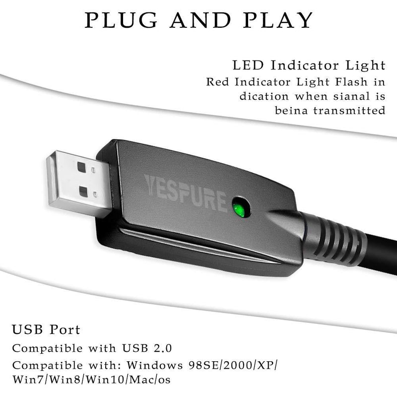 YESPURE USB Guitar Cable,Guitar Bass to USB Link Connection Cable Adapter,Professional Guitar to PC USB Link Recording Cable Lead Adaptor 2.8M/9.2FT Black